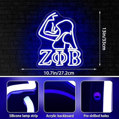 Zpb Sorority Neon Sign for Wall Decor Dimmable Zpb Sorority Neon Light Suitable for Gathering Party Living Room Bedroom Birthday Gift for College Students Light Up Sign for College Size12.9*10.7In(P150) thumbnail 2