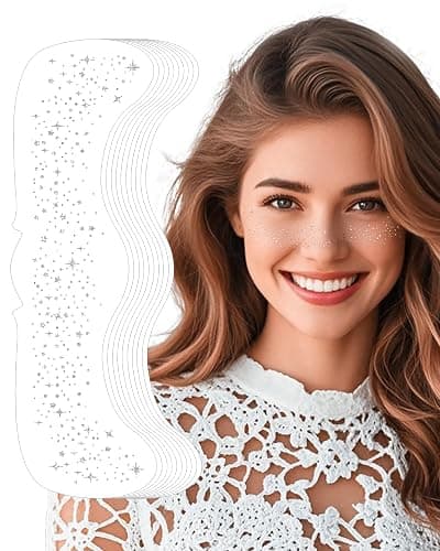 XICZH Glitter Freckles, Body and Face Glitter Makeup Patches for Women Girls, Waterproof Festival Rave Accessories fit Country Concert Outfits (Silver - 10 pcs) thumbnail 9
