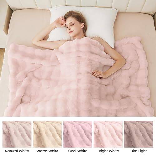 ORINOVA Pink Fluffy Double Sided Blanket for Couch Living Room Faux Fur 50x60 Fuzzy Throw No Shed Blanket for Bed Soft Furry Bed Cozy Comforter Home Decor Gifts 860 GSM thumbnail 7