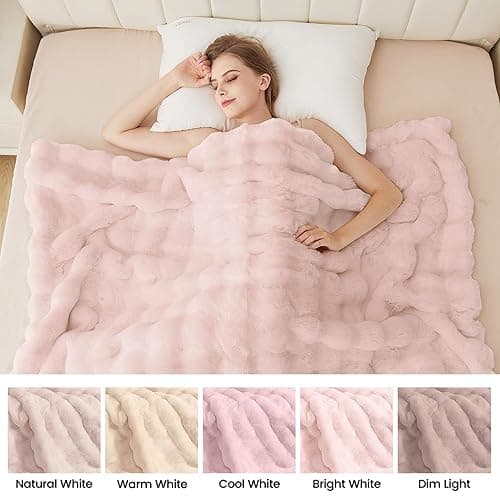ORINOVA Pink Fluffy Blanket for Couch Living Room Faux Fur 50x60 Fuzzy Throw Blanket for Bed Soft Furry Bed Cozy Comforter Home Decor Gifts 860 GSM - 50"W x 60"L - Pink thumbnail 6