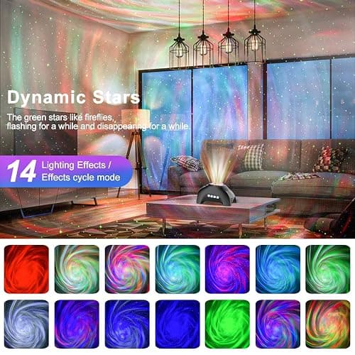 Star Projector, CIMELR Galaxy Projector with Music Bluetooth Speaker and White Noise,Night Light Projector with Remote Control,Northern Lights Aurora Projector for Home Decor,Bedroom,Ceiling (Black) thumbnail 2