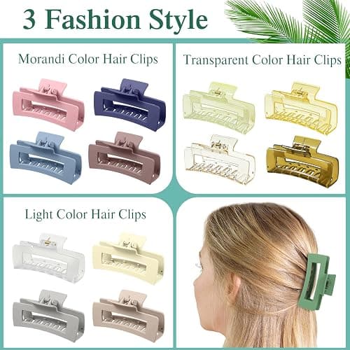 XunYee 60 Pcs Hair Clips Bulk Hair Claw Clips for Women Girls 4.1 Inch Large Rectangle Non-slip Square Strong Hold Jaw thumbnail 4