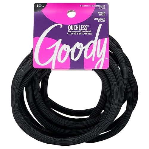 GOODY Ouchless Xtra Long Extra Thick Elastics, 10Ct, Black - Image 1