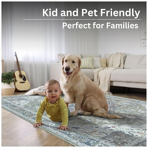 Bloom Rugs Washable Non-Slip 9' x 12' Rug - Green/Blue Traditional Medallion Area Rug for Living Room, Bedroom, Dining Room, and Kitchen - Exact Size: 9' x 12' thumbnail 10