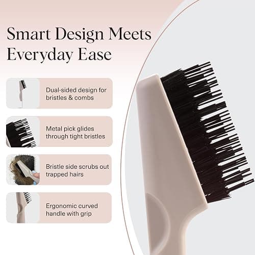 Kitsch Hair Brush Cleaner Tool | Double-Sided 2-in-1 Brush Cleaner for Hair Brushes & Combs | Eco-Friendly Cleaning Tool with Pick & Bristles, Perfect Gifts for Women | Hair Stylist Essentials thumbnail 4