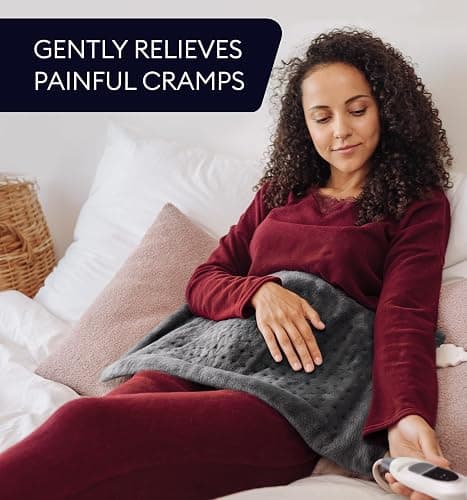 GENIANI Electric Throw - XXL 18"x26" Heating Pad for Back Pain & Cramps Relief, Auto Shut Off, Machine Washable, Heat Pad, Holiday Gifts for Women, Men, Heat Patches (Tabby Gray) thumbnail 2