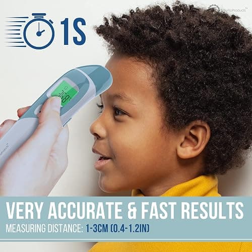 ByFloProducts, Ear and Forehead Thermometer, Thermometer for Babies and Adults, Touchless Forehead Thermometer, Infrared Temporal Thermometer – Memory and Fever Alarm, Easy to Use 1 Second Reading thumbnail 5