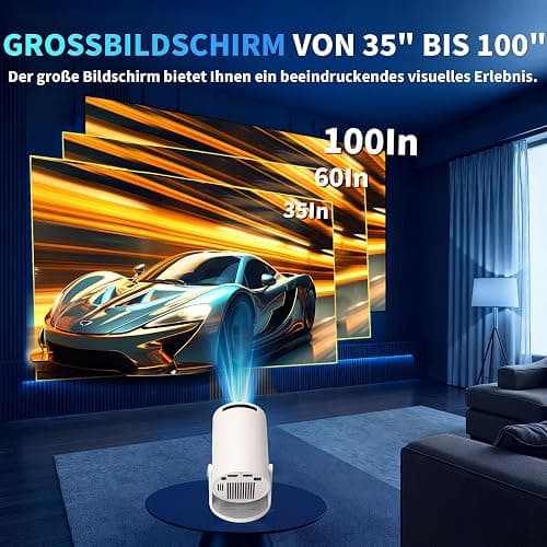 Mini Beamer 4K Full HD 1080P Mit 5G WiFi 6 und Bluetooth 5.4 2026 Neuer Tragbarer Projektor mit Automatische Trapezialkorrektur 270 ° Drehung Tv Stick/USB/Laptop/PC,mit Maus und Fernbedienung Weiß thumbnail 9