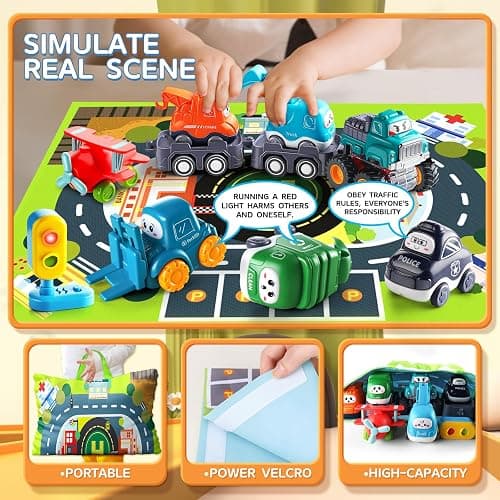 Big Cartoon Truck Car Toys for 1 Year Old Boy with Playmat/Storage Bag|Baby and Toddler Toys 12-18 Months & Age 1-2 with Trailor|1st Birthday Gift for 1 2 Year Old Boy thumbnail 4