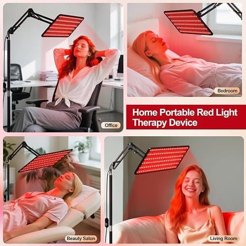 Morfone Red Light Infrared Lamp for Body Face - Tri-Wavelength (660nm, 850nm, 940nm) Infrared Light Lamp Large Panel with Adjustable Stand, Protective Glasses for Home Use, Gift for Women Girls thumbnail 5