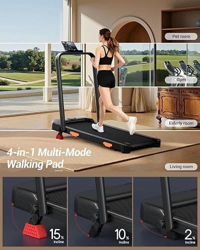 LONTEK 3-in-1 Foldable Treadmill with 300 LBS Capacity, 15% Walking Pad Treadmills for Home and Office, 2.5 HP Under Desk Treadmill with Quiet Brushless thumbnail 2
