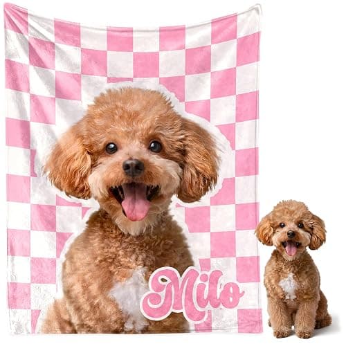 VulcanAce Personalized Dog Blanket with Picture and Name, Custom Fleece Pet Blanket with Photos, Personalized Dog Cat Gifts for Owners Pet Lovers Dad Mom on Birthday Valentine Christmas - Image 1