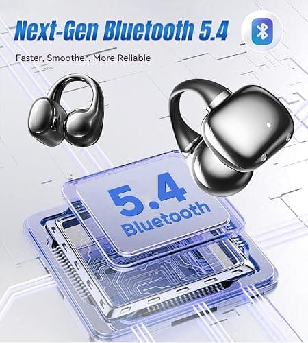 King Lucky Open Ear Earbuds Clip on Wireless Bluetooth 5.4 Headphones with Mic,50H Play,ENC Call,Waterproof,Jewelry Ear Buds,Comfortable for Small Ears&Glasses Wearers,Workouts (03-Black) thumbnail 8