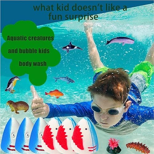 Kids Bath Bombs with Surprise Inside,4 Pack Marine Shark Bath Bomb for with Ocean Sea Animals for Girls Boys Toddlers, Safe Natural & Organic thumbnail 6