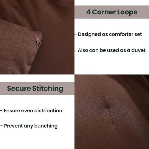 Paxrac Earthy Brown Comforter Full Size, Neutral 3 Pieces Comforter Set, Lightweight Solid Bedding Set, All Seasons Soft Fluffy Full Comforter Set (80x90In Comforter & 2 Pillowcases) thumbnail 4