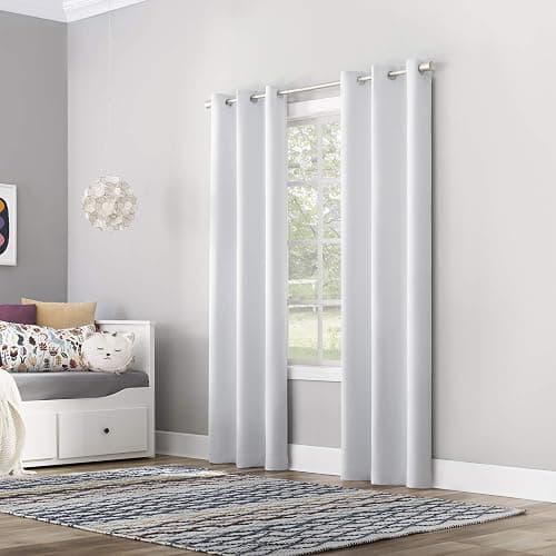 Sun Zero Riley Kids Bedroom Blackout Grommet Curtain Panel, 40" x 84", White thumbnail 7
