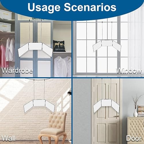 LMZNXCZ 3 Way Mirror for Self Hair Cutting,360 Haircuts Men for Barber Use Tools,to See Back of Head,Tri Fold Mirror with Portable Height Adjustable Telescoping Hooks thumbnail 5