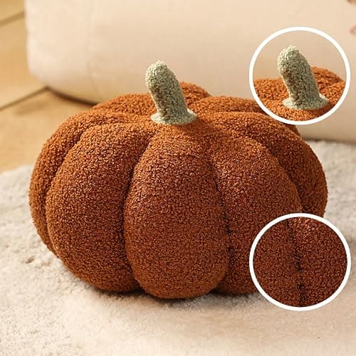 DRTRU Fluffy Plush Stuffed Pumpkin, Soft Decorative Throw Pillow, 30cm (Brown) thumbnail 5