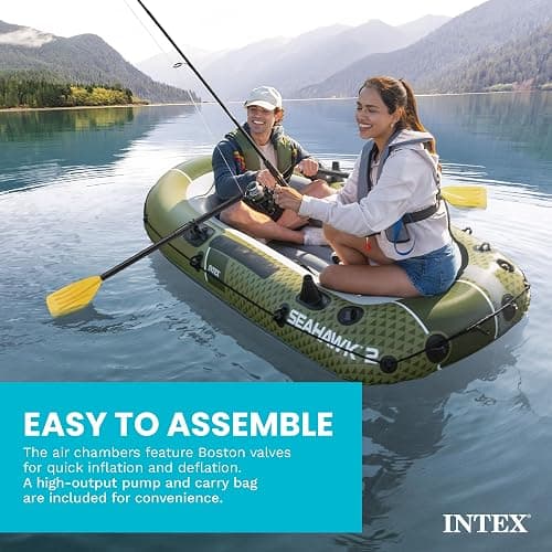 INTEX Seahawk Inflatable Boat Series: Includes Boat Oars and High-Output Pump - Fishing Rod Holders - Gear Pouch thumbnail 7