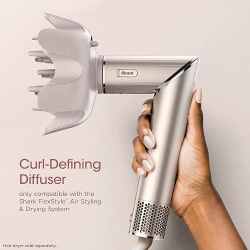 Shark XSKHD4DA FlexStyle Curl-Defining Diffuser, Attachment for Shark FlexStyle Blow Dryers, Styling Tool for Wavy, Curly, and Coily Hair, Enhance Natural Curls, Extendable Prongs, Stone thumbnail 4