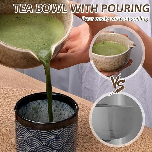 Joyscale Matcha Whisk Set, Matcha Set Whisk And Bowl, 8 Pcs Matcha Kit Set(Ancient Kiln Design), 14 OZ, Japanese Matcha Tea Set, Matcha Making Kit Gifts for Tea Lovers(Kiln White) thumbnail 5