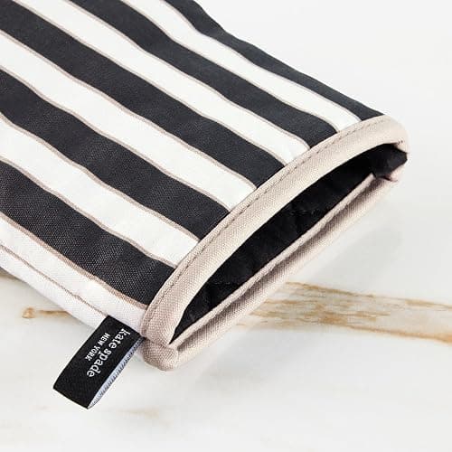 Kate Spade New York Botanical Stripe Mini Oven Mitt 2-Pack Set, 5.5" x 8", Black/Beige thumbnail 6