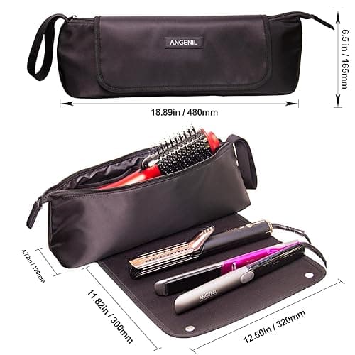 ANGENIL Large Flat Iron Mat Hair Tools Travel Bag 2 in 1, Curling Iron Hair Curler, Hair Straightener Brush, Hair Dryer, Portable Hot Tool Mat Hair Accessories Organizer for Women thumbnail 8