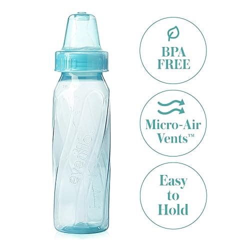 Evenflo Feeding Classic Tinted Plastic Standard Neck Bottles for Baby, Infant and Newborn, Pink/Lavender/Teal, 8 Ounce (Pack of 12) thumbnail 4