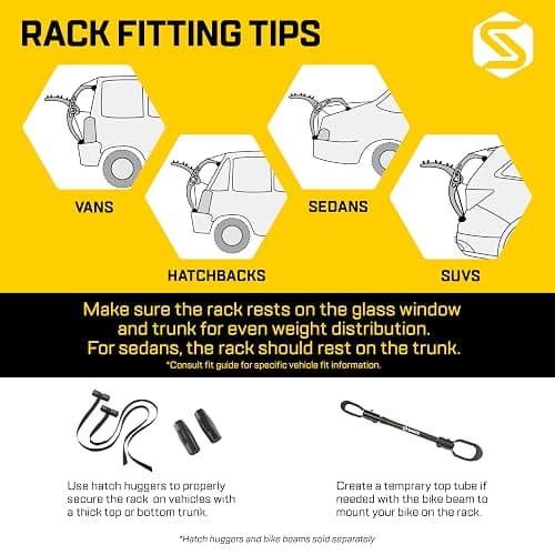 Saris Bones EX 2-Bike Trunk Rack Bicycle Carrier, Durable, Rust-Free, Anti-Sway Straps, Made in USA, Arc-Based Design, 100% Recyclable Materials thumbnail 8