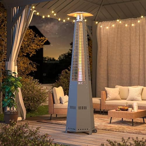 LAUSAINT HOME Pyramid Patio Heater, 48,000 BTU Outdoor Propane Heaters for Outdoor Use, Upgraded 91" Quartz Glass Tube Heater for Patio, Deck Backyard Commercial with Tip-Over Protection - Image 1