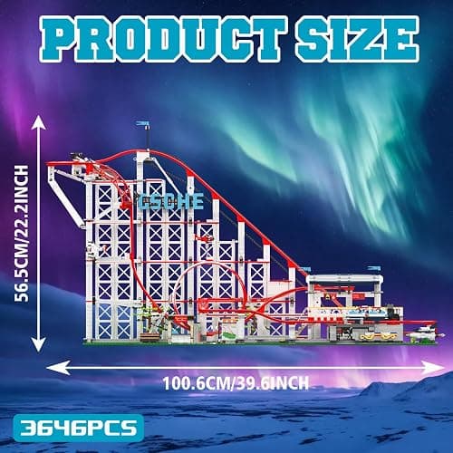 UROINT Roller-Coaster Building Set, Motorized Electric Train Track, City Amusement Park Model Toy for Boy Girl Ages 6 7 8 9+, Birthday Gifts for Adult Kid Teen, Theme Construction Collection 3646pcs thumbnail 3