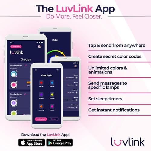 LuvLink Friendship Lamp v2.0 - Long Distance WiFi Touch Lamps for Couples, Friends & Family | Stay Connected from Anywhere – Easy App Setup – No Subscription (Set of Two) thumbnail 5
