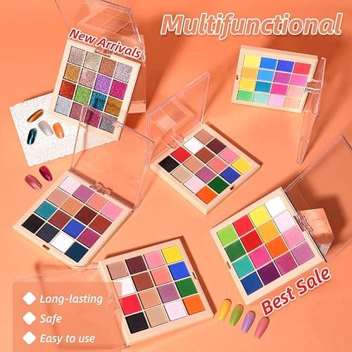 Nail Pigment Powder Palette Set, 16 Colors Ombre Nail Powder Palette French Aura Nails Ombre Nail Brush Nail Long-lasting Manicure Art DIY Accessories (06) thumbnail 5