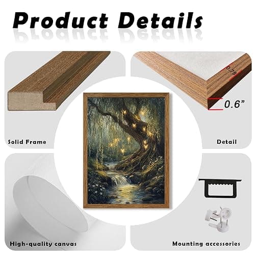 Urmoya Vintage Forest of Fairy Nature Wall Art, Landscape Tree Wall Decor, Cottage Core Art Prints for Living Room Bedroom Office Home Decoration 8x10 inch Wood Framed Ready to Hang thumbnail 6