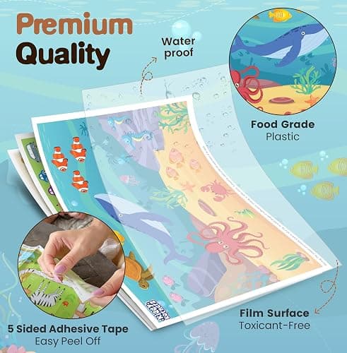 40 Pack Waterproof Disposable Placemats for Baby, Place mats for Kids, Toddler - Kids Placemats for Dining Table Tyke, Restaurants, and Travel (Aquarium, Alphabet and Zoo Theme) thumbnail 3