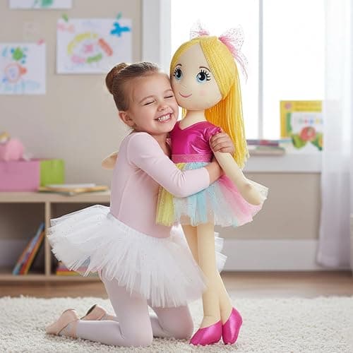 June Garden 30" XL Ballerina Princess Polina - Stuffed Plush Life Size Soft Doll - Pink Outfit - Gift for Toddlers and Little Girls thumbnail 5