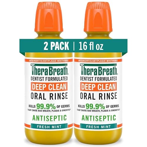 TheraBreath Deep Clean Mouthwash, Antiseptic Benefits, Fresh Mint Flavor, Dentist Formulated, Alcohol Free, 16 fl oz (Pack of 2) - Image 1