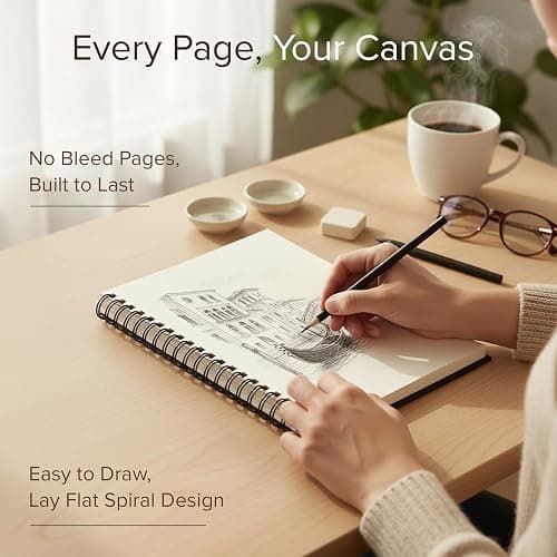 A4 Hardcover Drawing Book - Extra Thick Paper (200 GSM) - Spiral Bound for Kids and Professionals for Drawing and Sketching - 21 x 29 cm, 40 Sheets / 80 Pages thumbnail 3