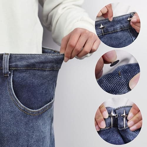 Pant Waist Tightener Adjustable Jeans Button Pin for Waist Pants Clips to Tighten Waist No Sew Detachable Make Jeans Waist Smaller 4 Sets Jean Buttons for Loose Jeans Instant Pants Button Tightener thumbnail 3