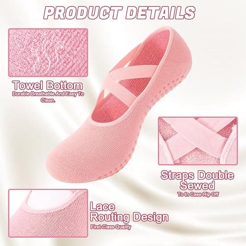 Guiqulai 5 Pairs Pilates Grippy Socks for Women, Non Slip Breathable Yoga Socks for Barre, Dance, Workout thumbnail 4