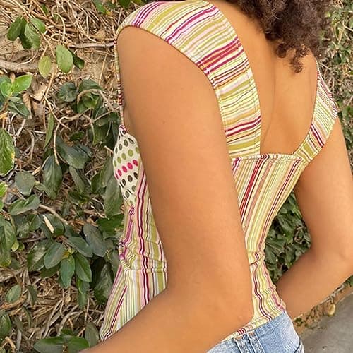 Women Y2k Backless Tank Top Vintage Lace Trim Floral Patchwork Cami Crop Top Summer Party Club Vest 00s Retro Shirt thumbnail 5
