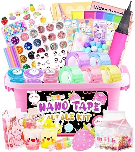 ZiZa Nano Tape Bubble Kit for Kids, Nano Tape Squishy Maker Making Kit, Christmas Birthday Arts and Crafts Toys Gifts for Girls, Step by Step Video Tutorials - Image 1