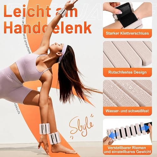 BECOJADDE Gewichtsmanschetten fuß 0.45 KG / 0.9 KG Je Gewichte für Beine und Arme Set 2 Ankle Weights Handgelenk Gewichte Knöchelgewichte Fussgewichte für Laufen Joggen Cardio Aerobic Krafttraining thumbnail 3