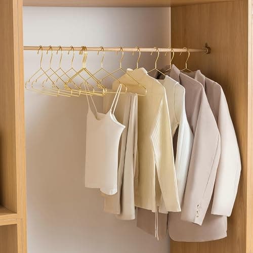 17.7" Strong Metal Wire Clothes Hangers, Coat Hanger, Standard Suit Hangers, Metal Shirt Dress Hanger Rack, 30 Pack, Gold thumbnail 2