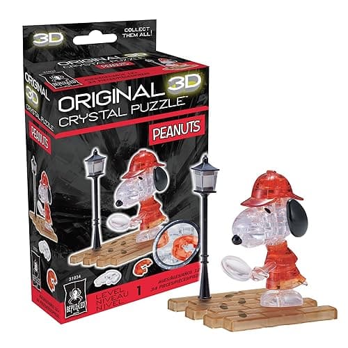 BePuzzled | Peanuts Snoopy Detective Original 3D Crystal Puzzle, Ages 12 and Up, 2.75 x 1.5 x 3.5 inches