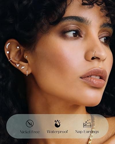 Krfy 16G/18G Tragus Helix Piercing Chirurgenstahl Innengewinde Forward Helix Piercings Ohr Gold Silber Lippenpiercing Nasenpiercing Labret Tragus Knorpel Conch Piercing Ohr 6mm thumbnail 3