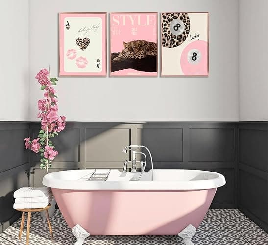 3Pcs Trendy Pink Leopard Wall Art Preppy Leopard Lucky 8 Ball Poster Printing Artwork Y2k Coquette Funky Cheetah Aesthetic Room Decoration for College Apartment, Girls Bedroom Dorm Scene Home Decor thumbnail 5