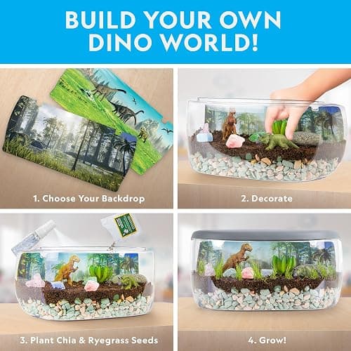 National Geographic Light Up Terrarium Kit for Kids - Build a Dinosaur Habitat with Real Plants & Gemstones, Science Kit, Dinosaur Toys for Kids (Amazon Exclusive) thumbnail 2