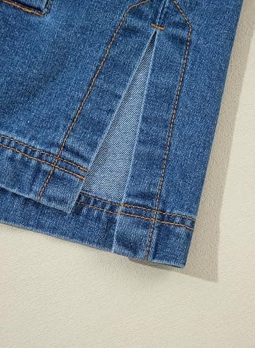 Sidefeel Women's Jean Jacket Oversized Boyfriend Button Up Long Sleeve Split Zimbaplatinum Denim Jackets thumbnail 5
