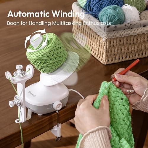 Etcokei Yarn Winder, Electric Yarn Ball Winder for Crocheting, Compact Yarn Cake Winder with Strong Tension Stepless Speed, Automatic Yarn Spinner Wool Winder, Ideal Helper for Knitting Lovers(White) thumbnail 2